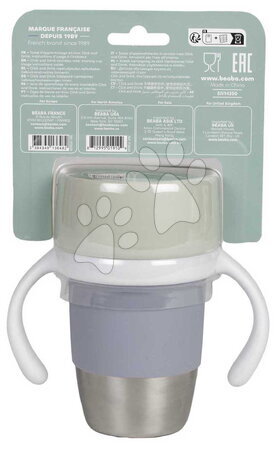 Dětské hrnky - Hrnek pro děti Stainless Steel Learning Cup Click & Drink Pebble Beaba - 19