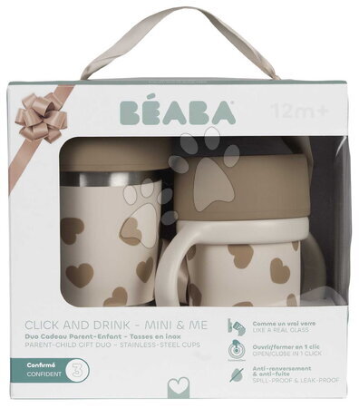 Dětské hrnky - Sada hrnků pro maminku a dítě Mini & Me 2 Stainless Steel Cups Click & Drink BIGLove Beaba - 23