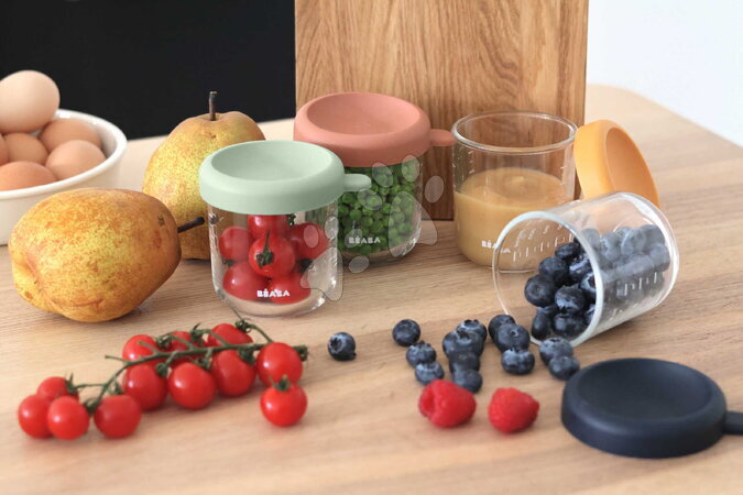 Parní hrnec s mixérem - Set parní vařič a mixér Babycook® Neo Grey White s jídelní soupravou, lžičkami a dózami Beaba - 36