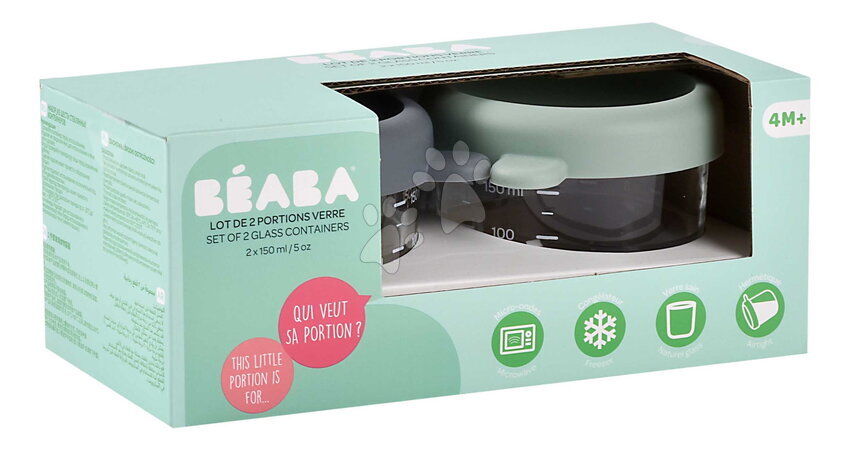 Dózy a formičky na potraviny - Sada dóz na jídlo Mineral Sage Green Beaba - 8