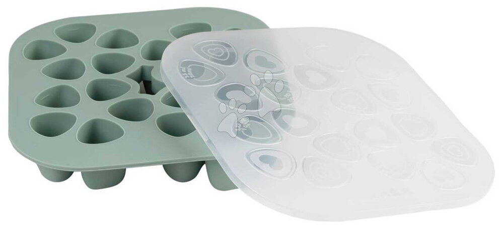 Opbevaringsdåser og forme til mad - Multidoseringsbakke til mad Tiny Silicone Multiportions Sage Green Beaba