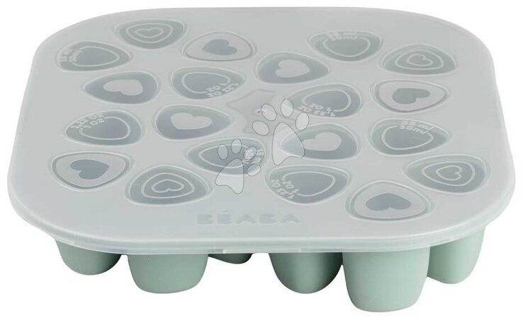 Opbevaringsdåser og forme til mad - Multidoseringsbakke til mad Tiny Silicone Multiportions Sage Green Beaba_1