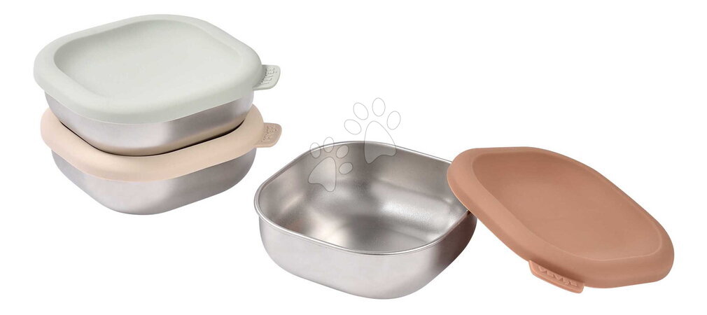 Élelmiszer tárolók és dobozok - Rozsdamentes ételtároló készlet Multi Use Stainless Steel Meal Boxes Natural Set Beaba_1