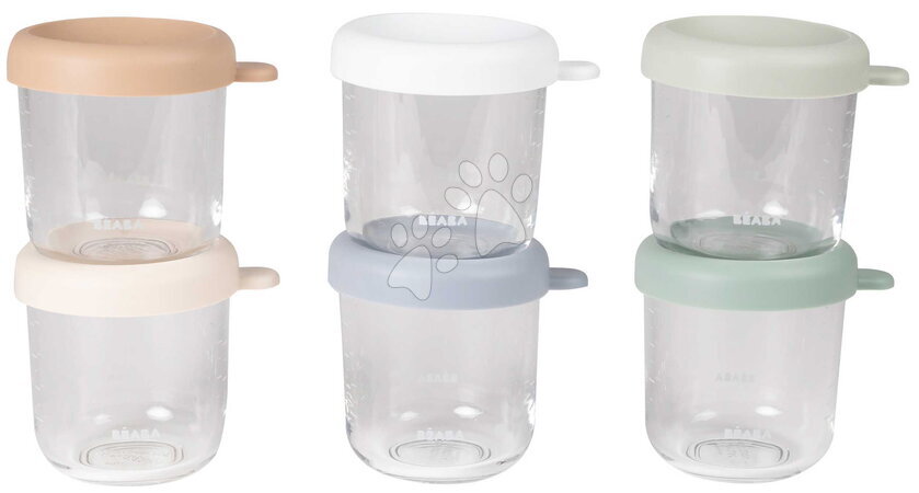 Opbevaringsdåser og forme til mad - Sæt med madbeholdere Conservative Jars Natural Color Mix Beaba