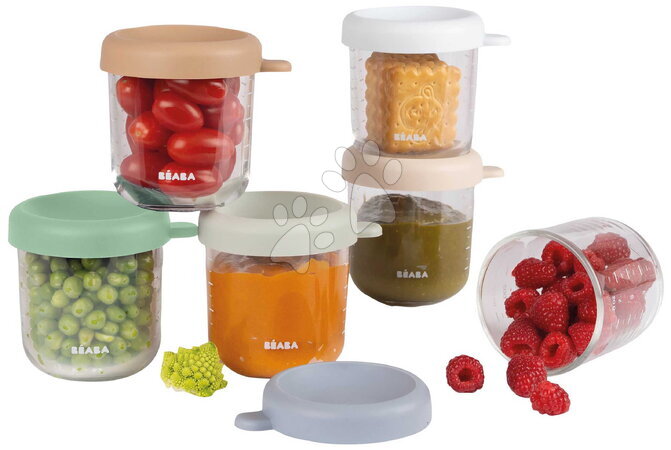 Dózy a formičky na potraviny - Sada dóz na jídlo Conservative Jars Natural Color Mix Beaba - 2