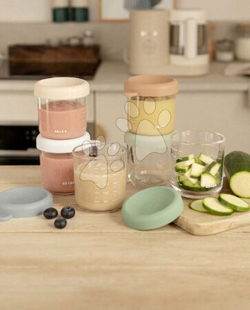 Dózy a formičky na potraviny - Sada dóz na jídlo Conservative Jars Natural Color Mix Beaba - 4