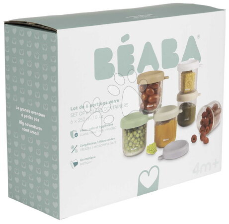 Dózy a formičky na potraviny - Sada dóz na jídlo Conservative Jars Natural Color Mix Beaba - 9