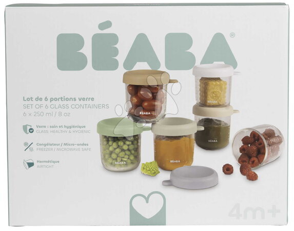 Dózy a formičky na potraviny - Sada dóz na jídlo Conservative Jars Natural Color Mix Beaba - 10