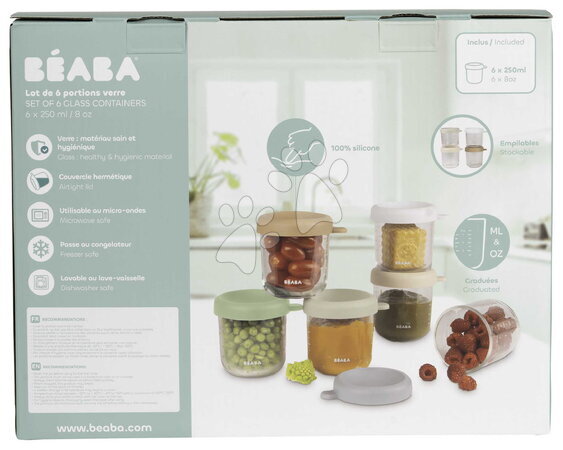 Dózy a formičky na potraviny - Sada dóz na jídlo Conservative Jars Natural Color Mix Beaba - 11