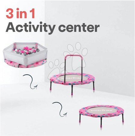 Jucării pentru bebeluși de la 6 la 12 luni - Trambulină Activity Center 3-in-1 Pink smarTrike_1