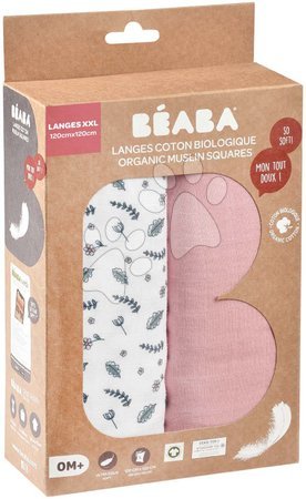 Dojčenské potreby - Textilné plienky z bavlneného mušelínu Bolte 2 Swadlles 120 cm Beaba Old Pink/Floral Campaign sada 2 kusov od 0 mes_1