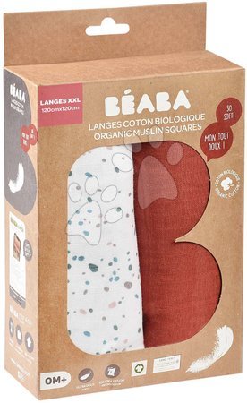 Dojčenské potreby - Textilné plienky z bavlneného mušelínu Bolte 2 Swadlles 120 cm Beaba Hot Sauce/Terrazzo sada 2 kusov od 0 mes_1