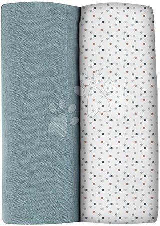 Dojčenské potreby - Textilné plienky z bavlneného mušelínu Bolte 2 Swadlles 120 cm Beaba Baltic Blue/Points sada 2 kusov od 0 mes