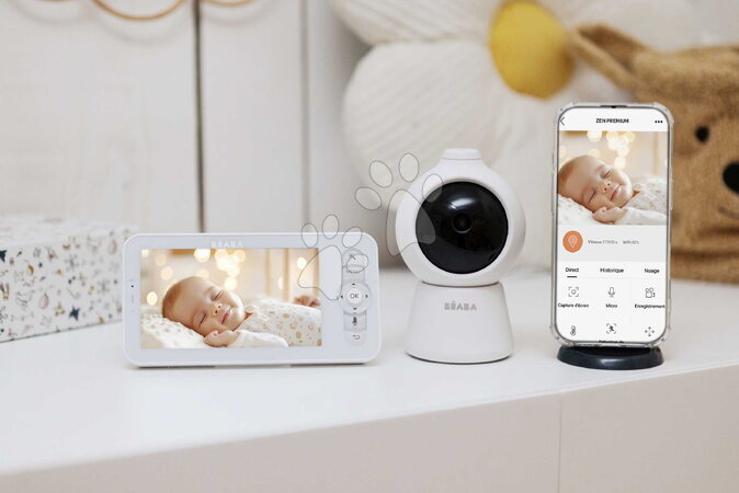 Elektronické chůvičky - Elektronická chůvička Video Baby Monitor Zen Smart AI White Beaba - 6