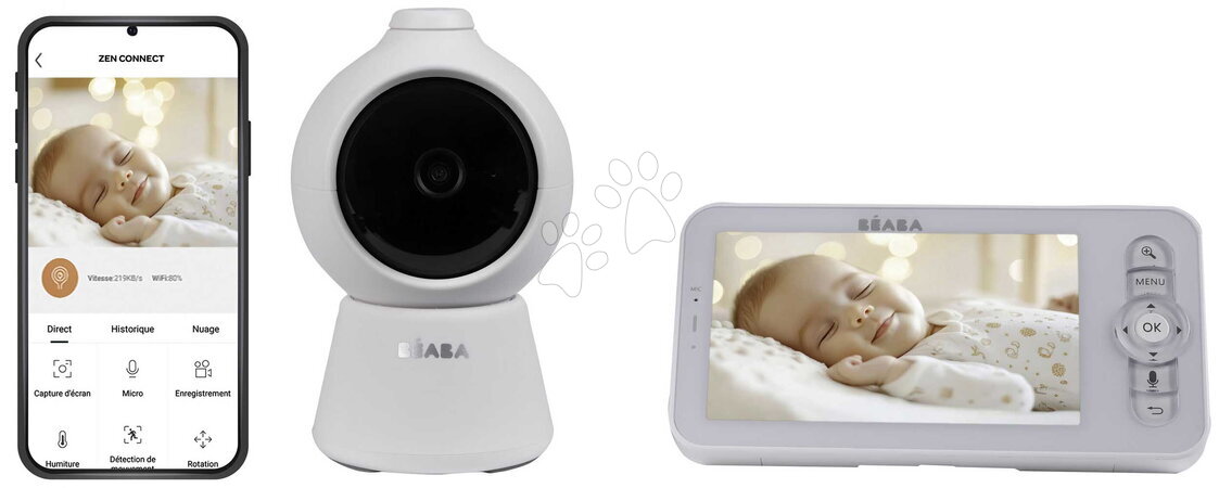 Elektronické chůvičky - Elektronická chůvička Video Baby Monitor Zen Smart AI White Beaba - 2