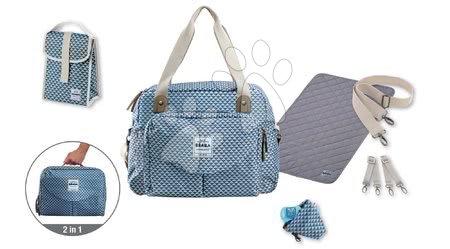 Dojčenské potreby - Prebaľovacia taška ku kočíku Beaba Geneva II kockovaná modrá_1