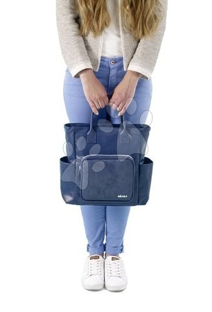 Previjalne torbe za vozičke - Previjalna torba za vozičke Kyoto Beaba modra s kačjim vzorcem_1