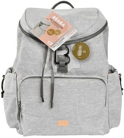 Akcesoria niemowlęce - Torba do przewijania w formie plecaka Vancouver Backpack Heather Grey Beaba z akcesoriami 22 l objętość 42 cm jasnoszara BE940268