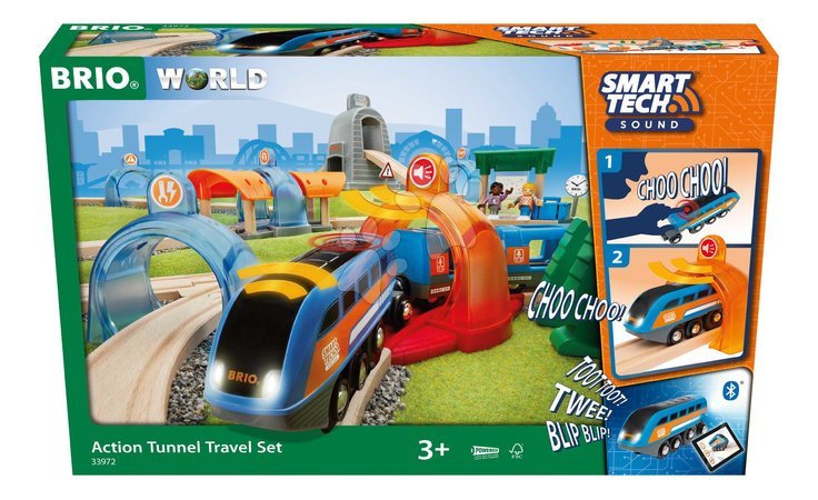 Holzeisenbahnen BRIO - Drevená vláčikodráha s interaktivnymi tunelmi Smart Tech Sound Action Tunnel Travel Set BRIO - 2
