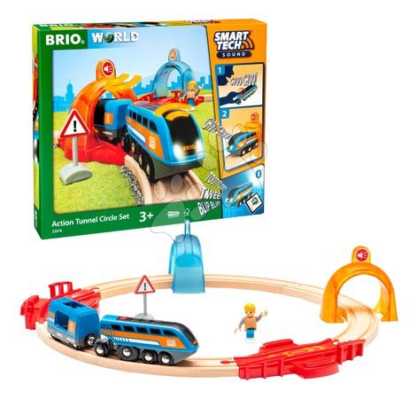 Holzeisenbahnen BRIO - Drevená vláčikodráha s interaktívnym tunelom World Train Set Smart Tech Sound Action Tunnel BRIO_1