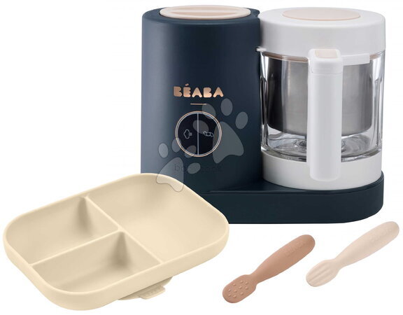 Artículos para bebés - Set de robot de cocina al vapor y batidora Babycook® Neo Night Blue con plato cucharas y accesorio para arroz Beaba