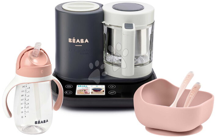 Artículos para bebés - Set de robot de cocina al vapor y batidora Babycook Smart® Charcoal Grey con cuenco cucharas y botella Beaba