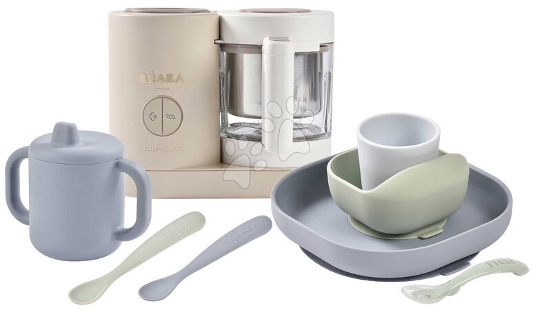 Artículos para bebés - Set de robot de cocina al vapor y batidora Babycook® Neo Clay con vajilla cucharas y taza Beaba