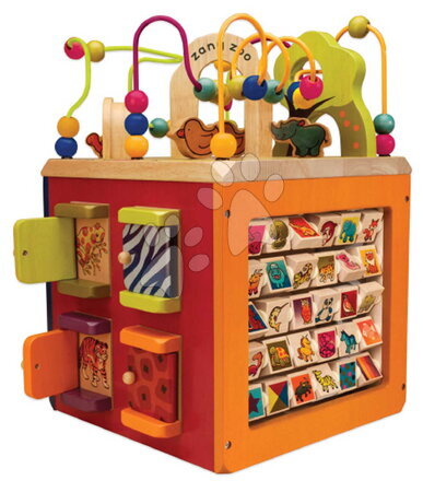 Träleksaker för pedagogiska ändamål - Drevená interaktívna kocka Zany Zoo B-Toys_1