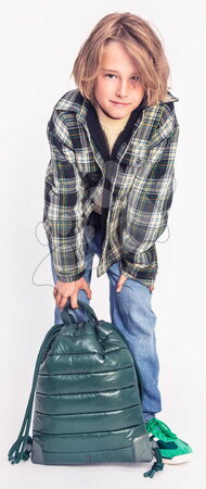 Vrecká na prezúvky - Školský vak na telocvik a prezuvky City Bag Puffer Green Jeune Premier ergonomický luxusné prevedenie 40*36 cm_1