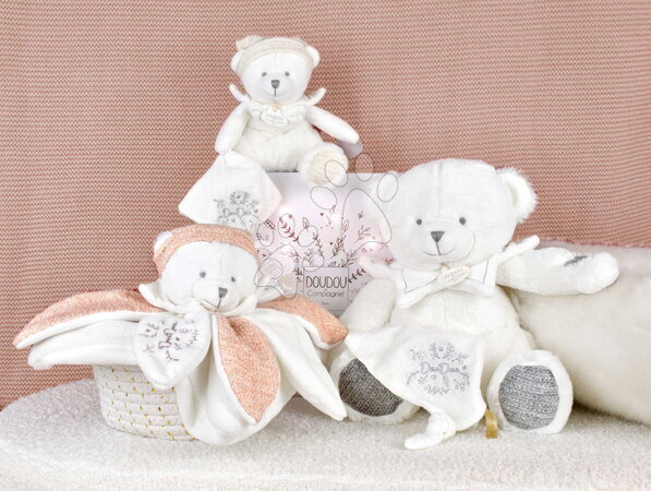 Doudou et Compagnie | Strana 10 - Plyšový medvídek s klipem na dudlík Doudou 25 Years Dummy Holder White Doudou et Compagnie_1