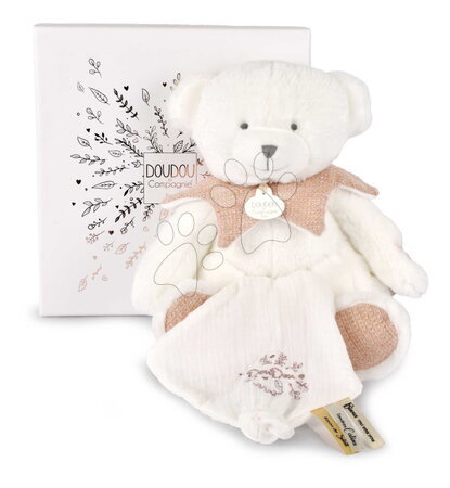 Igrače za crkljanje in uspavanje - Plišasti medvedek z robčkom za božanje Doudou 25 Years Lutka z robčkom roza Doudou et Compagnie_1