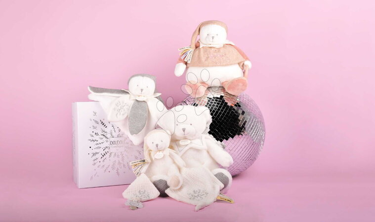 Hračky na mazlení DouDou - Plyšový medvídek Doudou 25 Years Activity Puppet Pink Doudou et Compagnie - 7