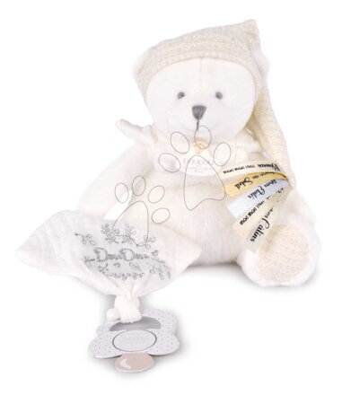 Doudou et Compagnie | Strana 10 - Plyšový medvídek s klipem na dudlík Doudou 25 Years Dummy Holder White Doudou et Compagnie