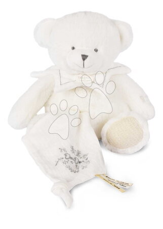 Hračky na mazlení DouDou - Plyšový medvídek s hadříkem na mazlení Doudou 25 Years Puppet with Handkerchief White Doudou et Compagnie - 3