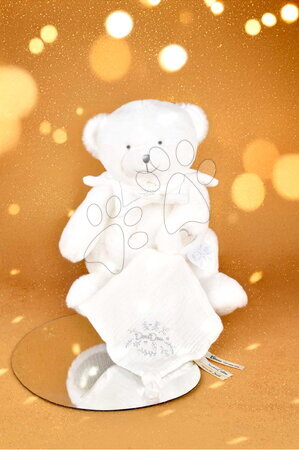 Hračky na mazlení DouDou - Plyšový medvídek s hadříkem na mazlení Doudou 25 Years Puppet with Handkerchief White Doudou et Compagnie - 13