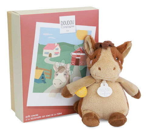Plyšové a textilní hračky - Plyšové zvířátko se zvukem The Farm Doudou with Sound Box Doudou et Compagnie - 28