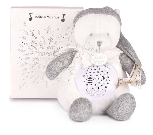 Plüschtiere - Plüsch-Teddybär Doudou 25 Jahre, Musikalische Nachtlampe mit Sternprojektor, Grau, Doudou et Compagnie_1