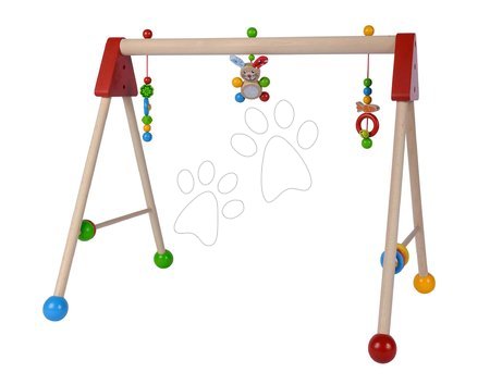 Jucării pentru bebeluși de la 3 la 6 luni - Bară din lemn Baby Gym Trainer Eichhorn reglabilă în înălțime copilașii de la 3 luni