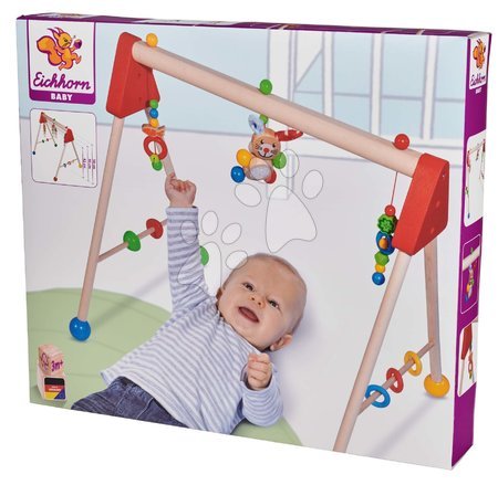 Hrazdičky a hrací deky - Dřevěná hrazda Baby Gym Trainer Eichhorn  - 3