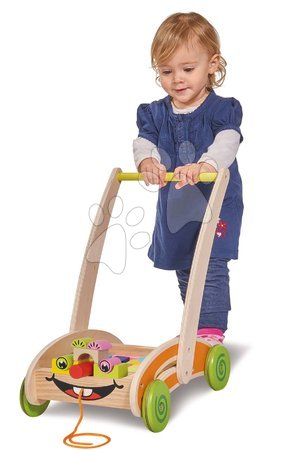 Detské chodítka - Drevené chodítko Activity Walker Eichhorn vozík s 35 maľovanými kockami od 12 mes