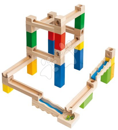 Fa gyerekjátékok - Fa építőjáték labirintus Large Marble Run Construction Set Eichhorn_1