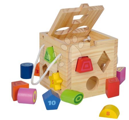 Dřevěné hračky - Dřevěná didaktická kostka Shape Sorting Cube Eichhorn