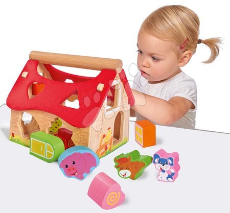 Drevené didaktické hračky - Drevený didaktický domček Shape Sorter House Eichhorn_1