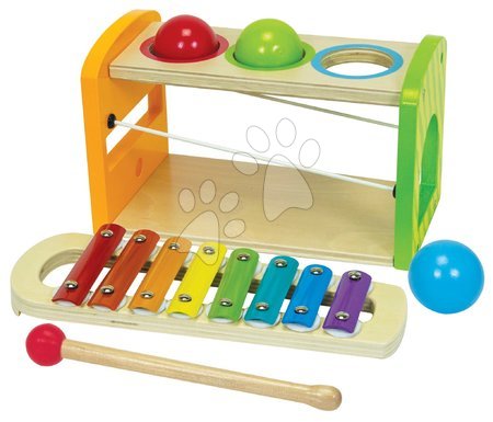 Instrumente muzicale de jucărie - Xilofon din lemn Color Xylophone Hammering Bench Eichhorn
