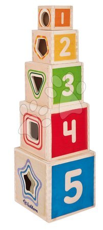 Dřevěné didaktické hračky - Dřevěná skládací věž Color Stacking Tower Eichhorn