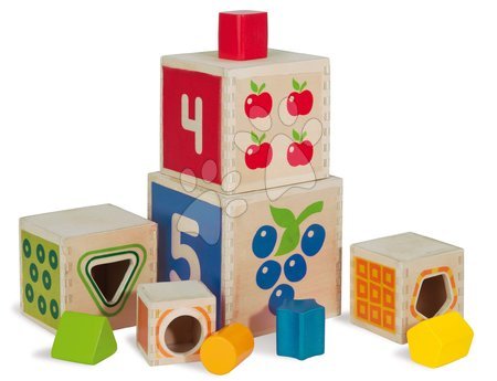 Drevené didaktické hračky - Drevená skladacia veža Color Stacking Tower Eichhorn _1