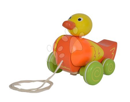 Ťahacie hračky - Drevená kačička na ťahanie Pull along Animal Duck Eichhorn so zvukom a pohyblivými časťami od 12 mes