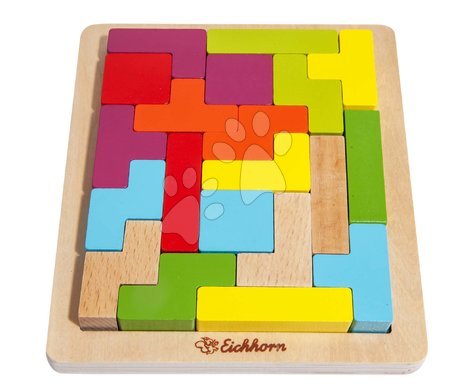 Eichhorn - Dřevěné vkládací puzzle Shape Game Eichhorn 20 barevných kostek různých tvarů od 4 let