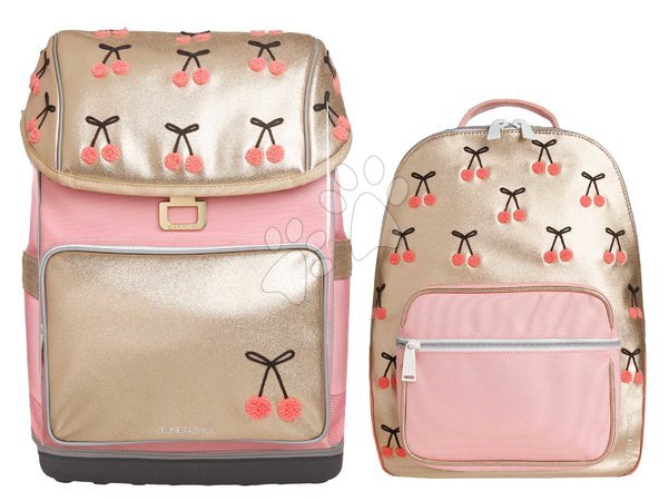 Rosa Spielhaus für Kinder - Set großer Schulrucksack Ergomaxx Cherry Pompon und Schultasche Bobbie Jeune Premier