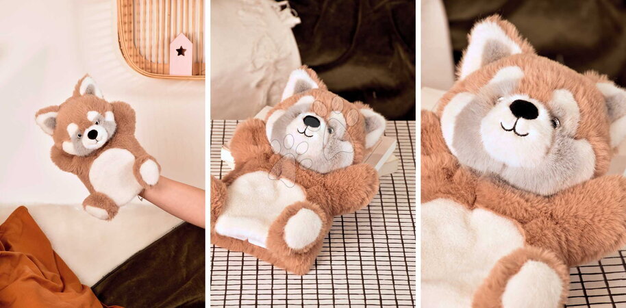 Loutky pro nejmenší - Plyšová panda červená na loutkové divadlo Red Panda Puppet Histoire d’Ours - 4